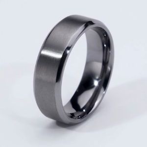 Manly Bands - 7mm Tantalum Beveled Satin Finish Wedding Band - Size 9.5